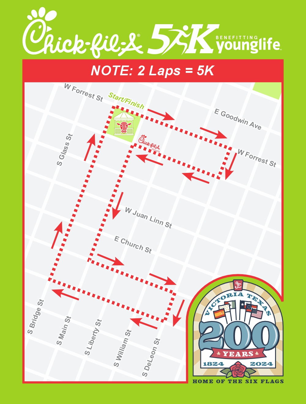 Course Map ChickfilA Victoria 5K